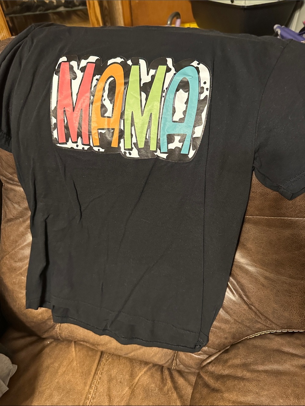 Gildan Black Tee with Multicolor 'MAMA' Graphic